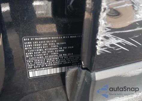 2022 Volkswagen Taos 1.5T S z USA, uszkodzony, nr VIN 3VVDX7B23NM049557